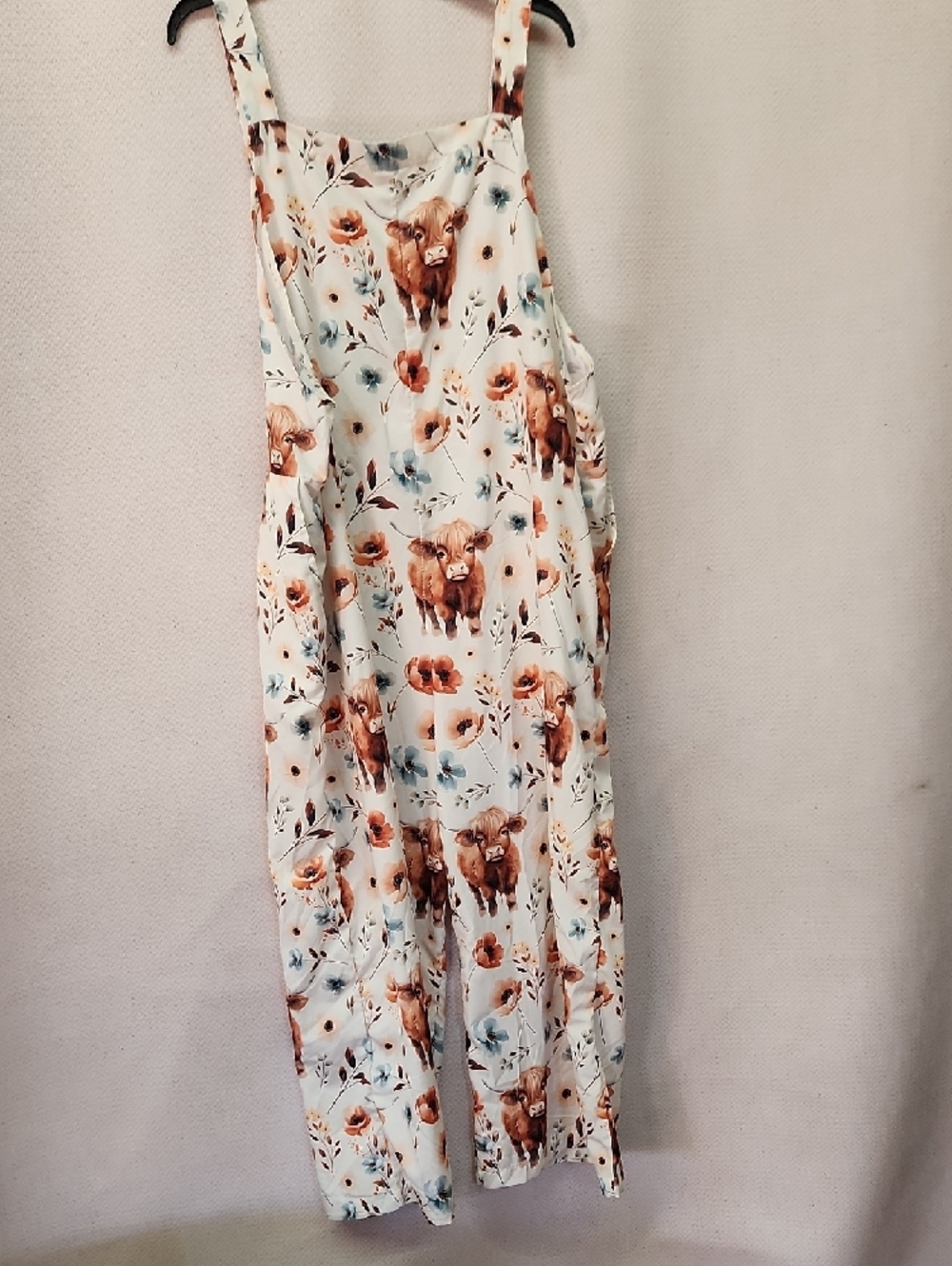 Women’s Floral & Cow Print Cotton Romper Jumpsuit - White - Picture 3 of 4